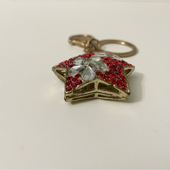 Red and White Rhinestone Star Keychain - Picture 6 of 14